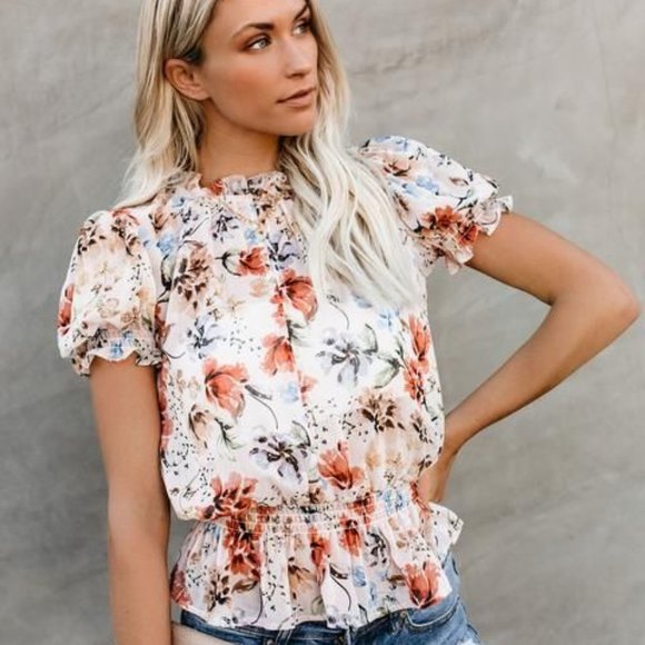 Vici Tops - Vici Vienne Floral Frilly Blouse